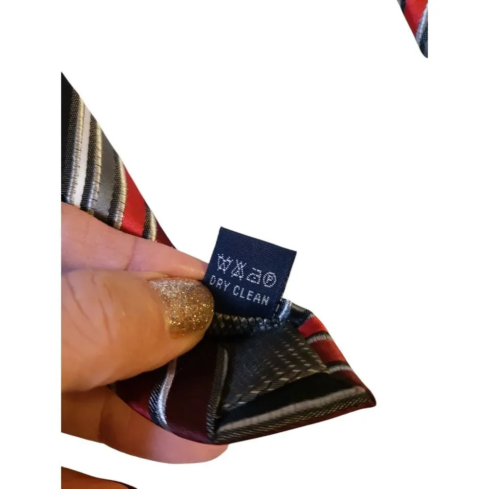 Croft & Barrow Neck Tie Mens Luxury‎ Black Red Burgundy Striped Business Casual